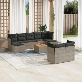 10-piece garden sofa set with gray synthetic rattan cushions by , Garden sets - Ref: Foro24-3223876, Price: 558,68 €, Discoun...