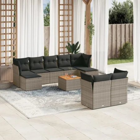 10-teilige Gartensofagarnitur mit grauen synthetischen Rattankissen von , Gartensets - Ref: Foro24-3223876, Preis: 558,68 €, ...