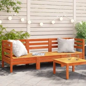 3 seater garden sofa solid wax brown pine wood by , Modular outdoor sofas - Ref: Foro24-838030, Price: 162,95 €, Discount: %