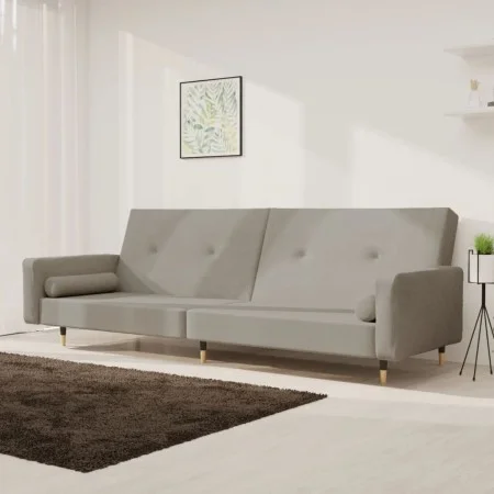 2-Sitzer-Schlafsofa mit zwei hellgrauen Samtkissen von , Sofas - Ref: Foro24-375749, Preis: 291,03 €, Rabatt: %
