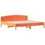 Bed frame with wax brown pine wood headboard 180x200 cm by , Beds and slatted bases - Ref: Foro24-3216193, Price: 220,86 €, D...