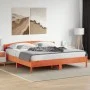 Bed frame with wax brown pine wood headboard 180x200 cm by , Beds and slatted bases - Ref: Foro24-3216193, Price: 220,86 €, D...
