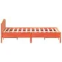 Bed frame with wax brown pine wood headboard 180x200 cm by , Beds and slatted bases - Ref: Foro24-3216193, Price: 220,86 €, D...