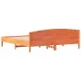 Bed frame with wax brown pine wood headboard 180x200 cm by , Beds and slatted bases - Ref: Foro24-3216193, Price: 220,86 €, D...
