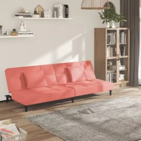 2-seater sofa bed with two pink velvet pillows by , Sofas - Ref: Foro24-375810, Price: 236,00 €, Discount: %