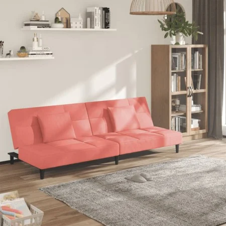 2-Sitzer-Schlafsofa mit zwei rosa Samtkissen von , Sofas - Ref: Foro24-375810, Preis: 236,00 €, Rabatt: %