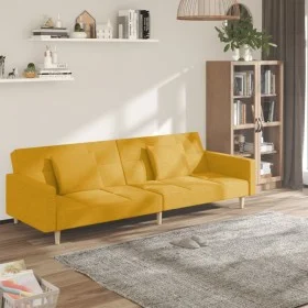 2-seater sofa bed with two yellow fabric pillows by , Sofas - Ref: Foro24-375804, Price: 270,12 €, Discount: %