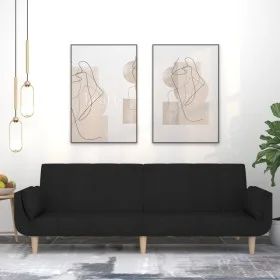 Sofá cama de 2 plazas con dos almohadas tela negro de , Sofás - Ref: Foro24-375871, Precio: 281,74 €, Descuento: %