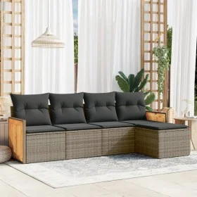 Gartensofa-Set mit Kissen, 5-teilig, graues synthetisches Rattan von , Gartensets - Ref: Foro24-3260002, Preis: 324,62 €, Rab...