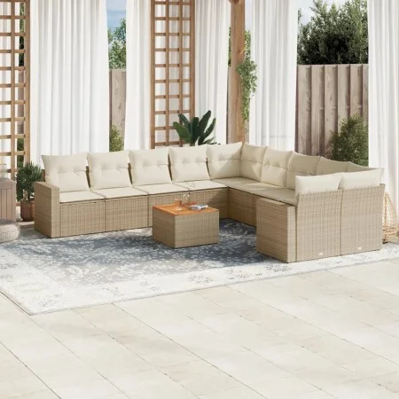 11-piece garden sofa set with beige synthetic rattan cushions by , Modular outdoor sofas - Ref: Foro24-3224315, Price: 712,24...