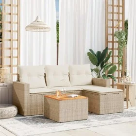 Garden sofa set with cushions 5 pieces beige synthetic rattan by , Garden sets - Ref: Foro24-3224091, Price: 319,00 €, Discou...