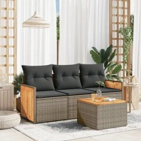 4-piece garden sofa set and gray synthetic rattan cushions by , Garden sets - Ref: Foro24-3259848, Price: 262,49 €, Discount: %