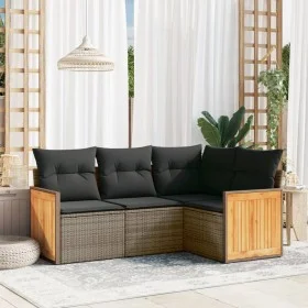 4-piece garden sofa set and gray synthetic rattan cushions by , Garden sets - Ref: Foro24-3260016, Price: 296,03 €, Discount: %