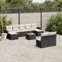 Gartensofa-Set 10-teilig mit schwarzen synthetischen Rattankissen von , Modulare Sofas für den Außenbereich - Ref: Foro24-322...