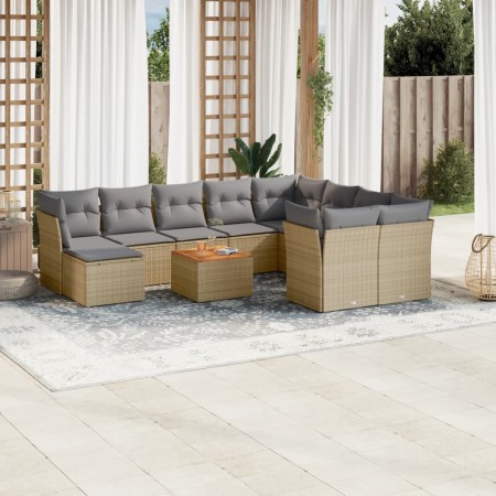 Set de sofás de jardín 11pzas con cojines ratán sintético beige de , Conjuntos de jardín - Ref: Foro24-3223973, Precio: 609,3...