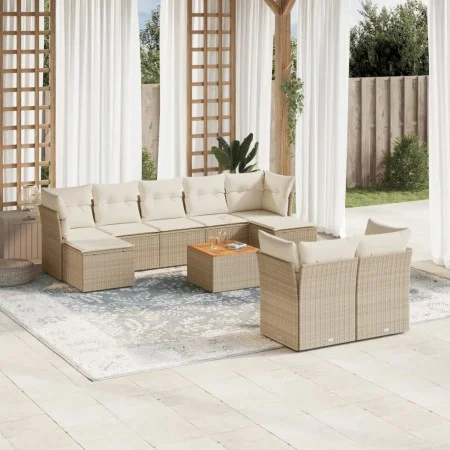 Gartensofa-Set mit beigen Kissen, 10-teilig, synthetisches Rattan von , Gartensets - Ref: Foro24-3223874, Preis: 639,45 €, Ra...