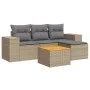 Gartensofa-Set mit Kissen, 5-teilig, beiges synthetisches Rattan von , Gartensets - Ref: Foro24-3225415, Preis: 310,04 €, Rab...