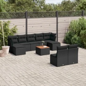 Gartensofa-Set 10-teilig mit schwarzen synthetischen Rattankissen von , Gartensets - Ref: Foro24-3223857, Preis: 543,68 €, Ra...