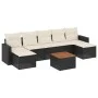 8-teiliges Gartensofa-Set und schwarze synthetische Rattankissen von , Modulare Sofas für den Außenbereich - Ref: Foro24-3224...