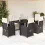 Set de comedor de jardín 7 pzas y cojines ratán sintético negro de , Conjuntos de jardín - Ref: Foro24-3212453, Precio: 971,7...