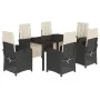 Set de comedor de jardín 7 pzas y cojines ratán sintético negro de , Conjuntos de jardín - Ref: Foro24-3212453, Precio: 971,7...