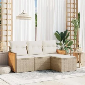 Garden sofa set with cushions 4 pieces beige synthetic rattan by , Garden sets - Ref: Foro24-3259986, Price: 306,30 €, Discou...