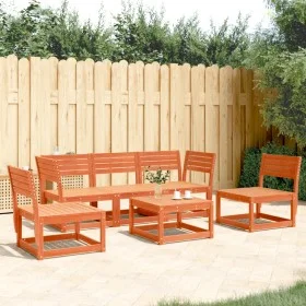 Gartensofa-Set 5-teilig, massives Kiefernholz, wachsbraun von , Gartensets - Ref: Foro24-3216972, Preis: 452,20 €, Rabatt: %