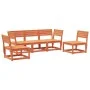 Gartensofa-Set 5-teilig, massives Kiefernholz, wachsbraun von , Gartensets - Ref: Foro24-3216972, Preis: 452,19 €, Rabatt: %