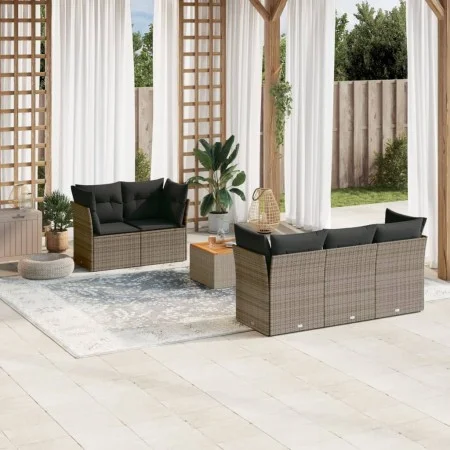6-teiliges Gartenmöbel-Set und graue synthetische Rattankissen von , Gartensets - Ref: Foro24-3255815, Preis: 375,23 €, Rabat...