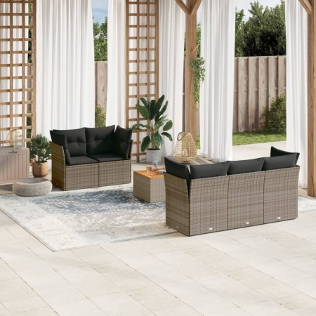 6-teiliges Gartenmöbel-Set und graue synthetische Rattankissen von , Gartensets - Ref: Foro24-3255815, Preis: 374,93 €, Rabat...