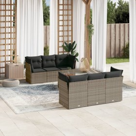 7-piece garden sofa set with gray PE rattan cushions by , Garden sets - Ref: Foro24-3255822, Price: 431,39 €, Discount: %