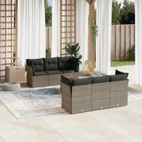 7-teiliges Gartensofa-Set mit grauen PE-Rattan-Kissen von , Gartensets - Ref: Foro24-3255822, Preis: 425,87 €, Rabatt: %