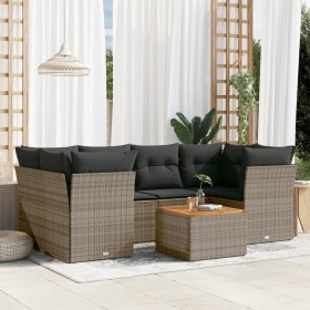 7-piece garden sofa set with gray PE rattan cushions by , Garden sets - Ref: Foro24-3255829, Price: 461,48 €, Discount: %