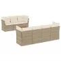 8-teiliges Set aus beigem Synthetik-Rattan-Gartensofa und Kissen von , Gartensets - Ref: Foro24-3255834, Preis: 519,68 €, Rab...