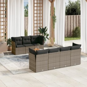 Gartensofa- und Kissenset 8-teilig aus grauem synthetischem Rattan von , Gartensets - Ref: Foro24-3255836, Preis: 469,95 €, R...