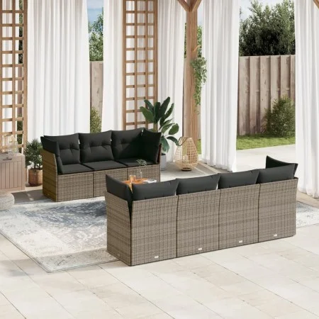 Gartensofa- und Kissenset 8-teilig aus grauem synthetischem Rattan von , Gartensets - Ref: Foro24-3255836, Preis: 477,79 €, R...