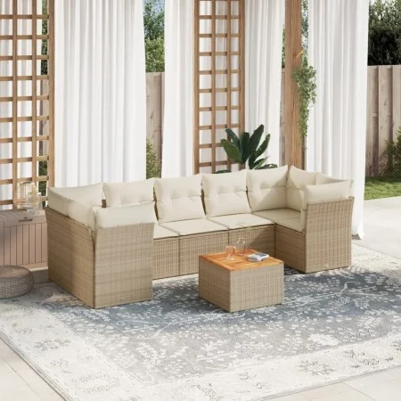 Garden sofa and cushion set 8 pieces beige synthetic rattan by , Garden sets - Ref: Foro24-3255841, Price: 518,64 €, Discount: %