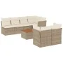 8-teiliges Set aus beigem Synthetik-Rattan-Gartensofa und Kissen von , Gartensets - Ref: Foro24-3255848, Preis: 518,64 €, Rab...