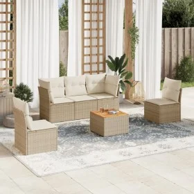 Gartensofa-Set mit Kissen, 6-teilig, beiges synthetisches Rattan von , Gartensets - Ref: Foro24-3255876, Preis: 368,72 €, Rab...