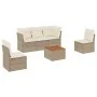 Gartensofa-Set mit Kissen, 6-teilig, beiges synthetisches Rattan von , Gartensets - Ref: Foro24-3255876, Preis: 368,72 €, Rab...