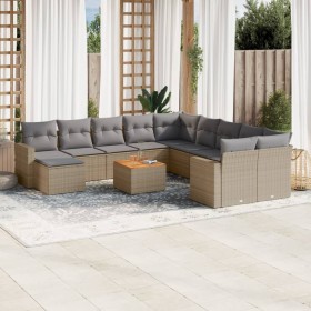 Gartensofa-Set mit beigem Kissenmix, 12-teilig aus PE-Rattan von , Gartensets - Ref: Foro24-3256752, Preis: 793,20 €, Rabatt: %