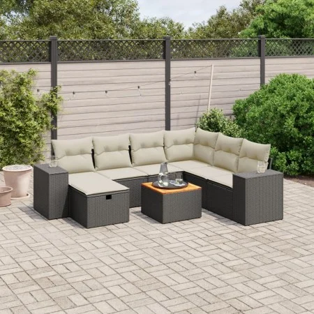 8-teiliges Gartensofa-Set und schwarze synthetische Rattankissen von , Gartensets - Ref: Foro24-3265186, Preis: 476,14 €, Rab...