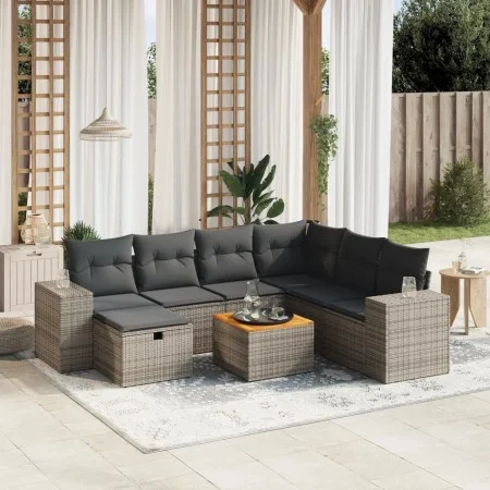8-piece garden sofa set and gray synthetic rattan cushions by , Garden sets - Ref: Foro24-3265190, Price: 486,63 €, Discount: %