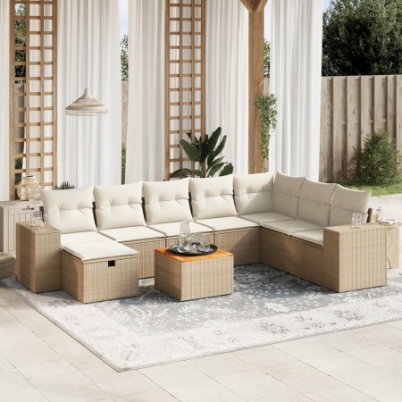 9-piece garden sofa set with beige synthetic rattan cushions by , Garden sets - Ref: Foro24-3265209, Price: 581,14 €, Discoun...