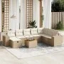 9-teiliges Gartensofa-Set mit beigen synthetischen Rattankissen von , Gartensets - Ref: Foro24-3265209, Preis: 617,78 €, Raba...