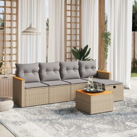 Garden sofa set with beige cushions mix 6 pieces PE rattan by , Garden sets - Ref: Foro24-3265294, Price: 341,37 €, Discount: %