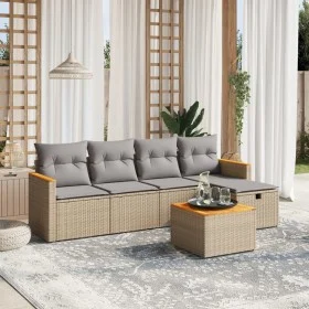 Garden sofa set with beige cushions mix 6 pieces PE rattan by , Garden sets - Ref: Foro24-3265294, Price: 338,75 €, Discount: %