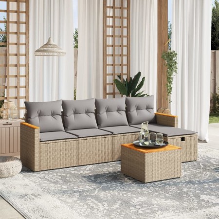 Juego de sofás jardín con cojines beige mezcla 6 pzas ratán PE de , Conjuntos de jardín - Ref: Foro24-3265294, Precio: 341,37...