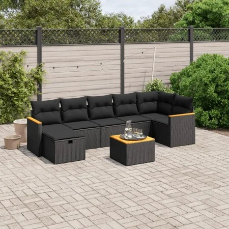 8-teiliges Gartensofa-Set und schwarze synthetische Rattankissen von , Gartensets - Ref: Foro24-3265318, Preis: 493,34 €, Rab...