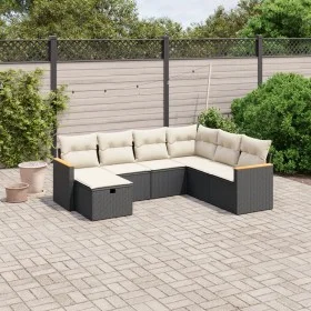 7-piece garden dining set and black synthetic rattan cushions by , Garden sets - Ref: Foro24-3265326, Price: 407,03 €, Discou...